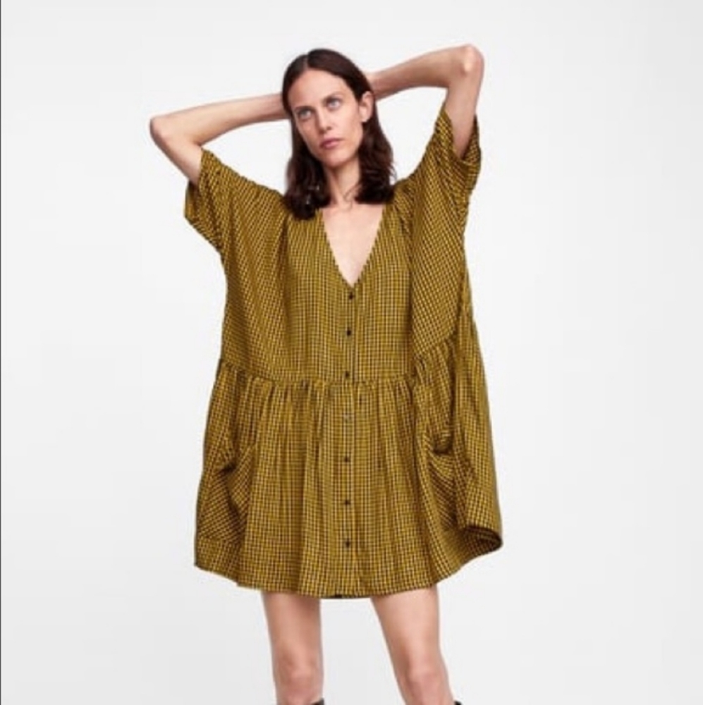 Zara Oversized Checkered Dress